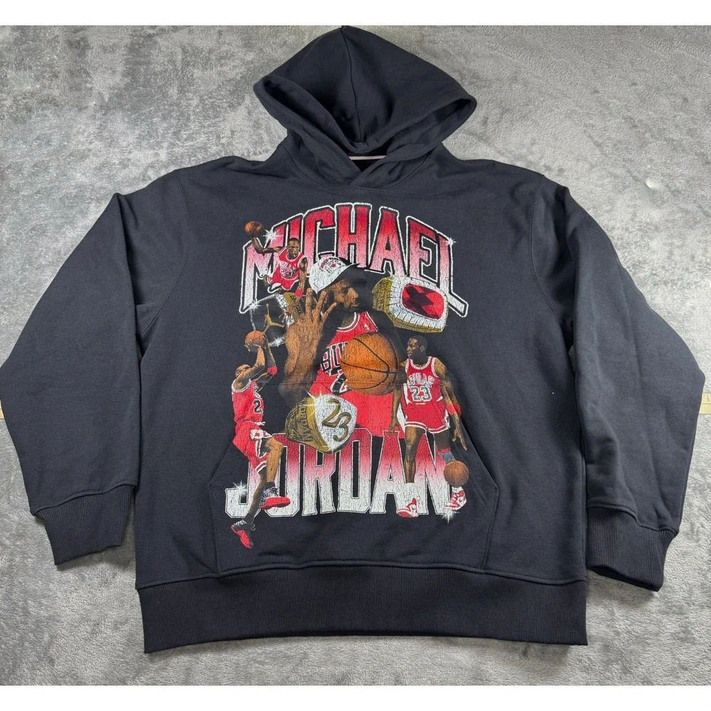 NWT Nike Jordan Michael Jordan Graphic Hoodie Black Red Mens Size L HJ4396-045